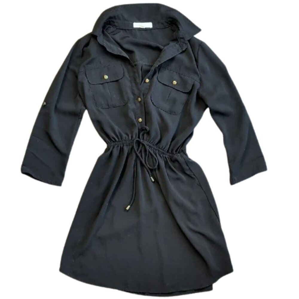 Bebop Black Button Up Shirt Dress